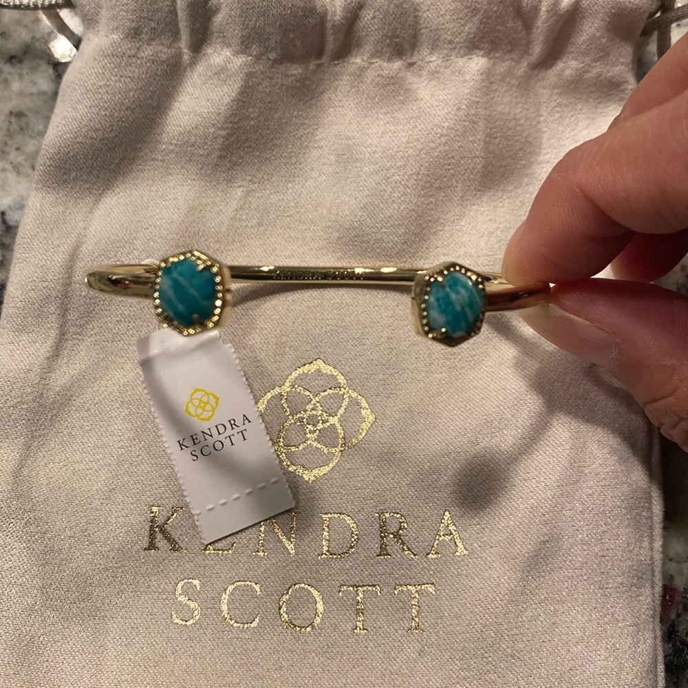 Kendra Scott cuff bracelet gold dark teal amazonite women new with tags